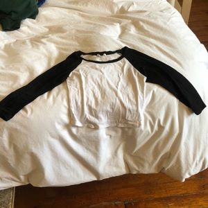 Black and white baseball tee crop